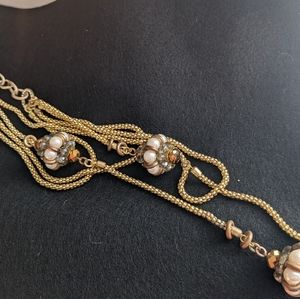 Long 3 cluster necklace